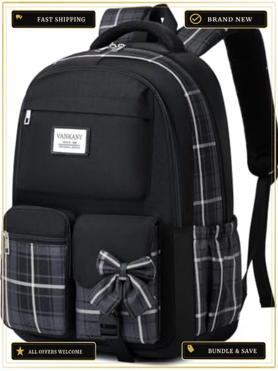 Laptop Backpack with Padded Sleeve, Water Repellent, Bow Details main image 4